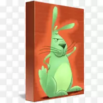 两栖插图产品设计卡通抽象水彩兔