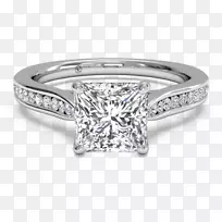 公主切割订婚戒指钻石切割纸牌-女性钻石订婚戒指