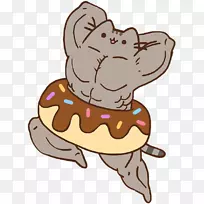 Pusheen猫Pusheen t-恤-爱心-为女性-海军肌肉Pusheen Mercat t恤为女性-甜甜圈面包教程