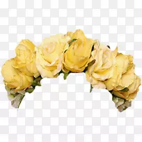 花冠花园玫瑰花夹艺术花环.冠黄色