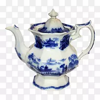 流动蓝色茶壶餐具壶.流动蓝色茶壶
