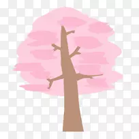 插画艺术春天樱花形象-大树材料