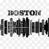 波士顿剪贴画纽约市露天部分天际线-剪影