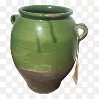 陶瓷陶器盖，瓮杯-古董橄榄罐