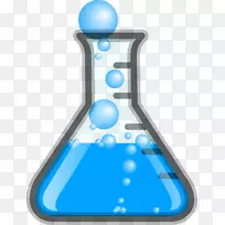 剪贴画实验室烧瓶化学烧杯蓝色尖状气泡