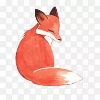 水彩画狐狸形象剪贴画-狐狸