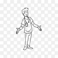 拇指素描插图鞋人腿-英俊的医生卡通