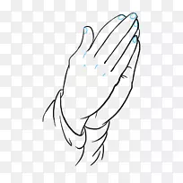 祈祷手绘插图图解拇指-手