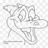 彩色画册绘制黑白插图-想象中的迪斯尼虚构的龙