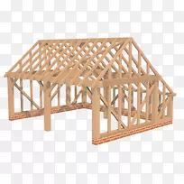 木屋桁架，山墙，框架，木材.背板屋面
