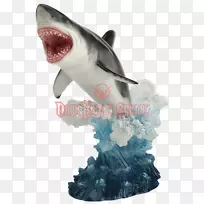 跳跃大白鲨雕塑-鲨鱼雕像