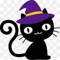 黑猫万圣节插画服装-猫