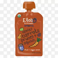 婴儿食品Ella‘s厨房西兰花梨+豌豆橙汁-早期绿色花椰菜