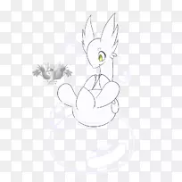 胡须猫兔插图素描-闪闪发亮的小口袋妖怪去