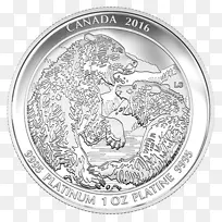 白金印有加拿大金枫叶加拿大金币