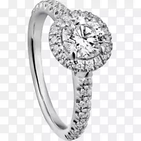 订婚戒指卡地亚钻石白金戒指