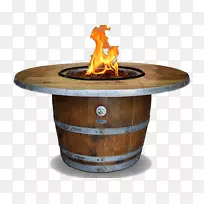 火焰发烧友酒桶火坑壁炉桌