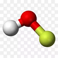 球棒模型氧二氟化氧氟化物亚氟酸