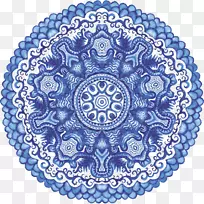 Gzhel图-蓝色和白色陶器插图
