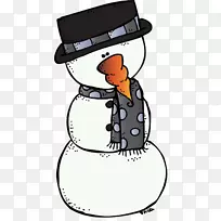 剪贴画冬天雪人形象插图-冬天