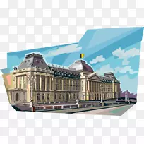 布鲁塞尔皇家宫殿金边剪贴画图形宫殿