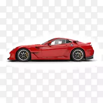 跑车法拉利599 GTB菲奥拉诺法拉利有限公司。摄影.修理汽车车身修理车间的手推车