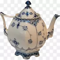 茶壶皇家哥本哈根蓝槽全花边瓷餐具