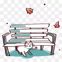 剪贴画猫桌长凳插图-猫