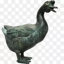铜雕鸭雕花园雕像-鸭