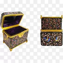 产品设计长方形紫色花鸟装饰盒
