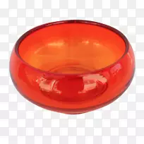 碗是橙色的。玻璃牢不可破