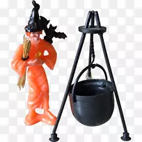 大锅扫帚巫术万圣节-女巫装饰品