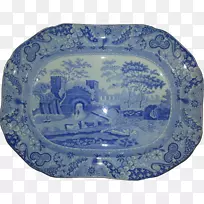 平板陶瓷餐具蓝白色陶器盘