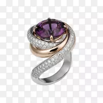 紫水晶戒指金卡地亚戒指
