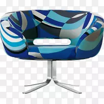 伊姆斯躺椅沙发帽设计有限公司。Rve Droite扶手椅-蓝色/100%棉Pucci 1002-椅子