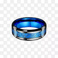 结婚戒指镶嵌蓝色银戒指