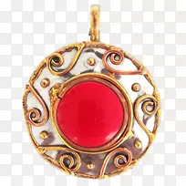 吊坠-吊坠项链圆圈，红石栗色-阿德迈尔徽章