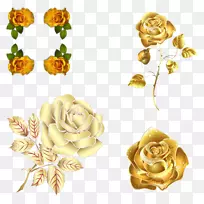 玫瑰花黄金剪贴画形象-玫瑰