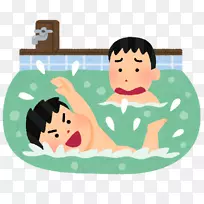 Furo onsen插画浴池