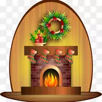 夹艺术壁炉露天部分圣诞老人烟囱-圣诞老人