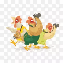公鸡插画艺术插画组织-鸡