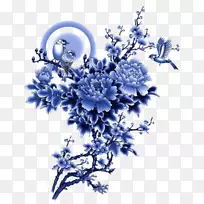 蓝白色陶器png图片设计图像组
