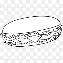 剪贴画潜水艇三明治开放部分汉堡包-米其基三明治容器