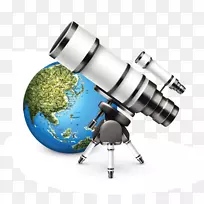 透过望远镜观察光学仪器放大镜观察放大镜