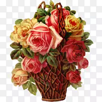 花园玫瑰篮花设计透明花