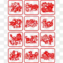 剪纸十二生肖剪纸图像设计-蓝色猴子