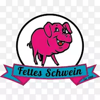 剪贴画国内猪热狗Fettes schwein-食品卡车-科琳徽章