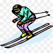 剪贴画图形插图图片版税支付-下坡滑雪者