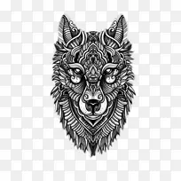 袖纹身狼假纹身贴纸-狼