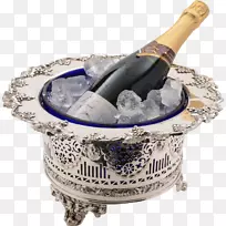 银谢菲尔德餐具香槟酒桶-银